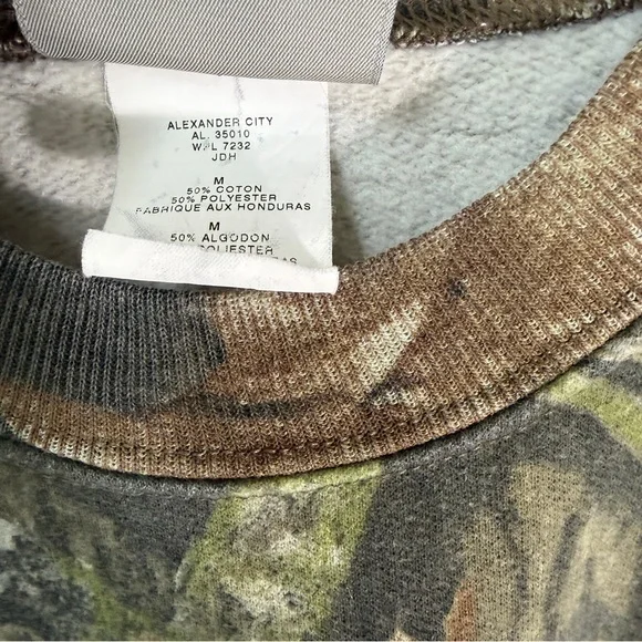 Vintage Y2K Camo Sweatshirt Jerzees Outdoors Mossy Oak Style Crewneck Medium - Picture 3 of 6